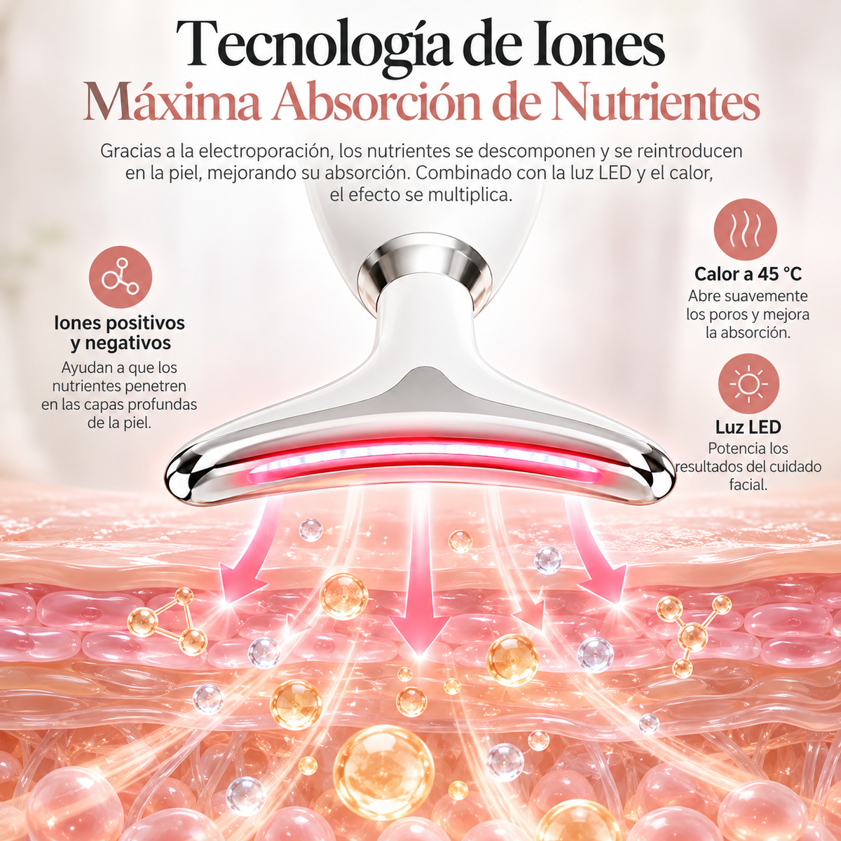 Donnavelle LiftGlow™ – Masajeador Facial Reafirmante LED 7 en 1